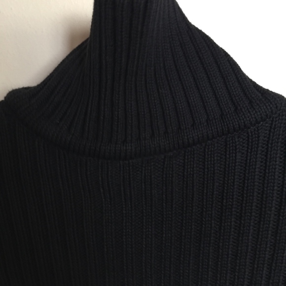 Rhinestone Zippered Black Ribbed Sweater - Picture 8 of 8